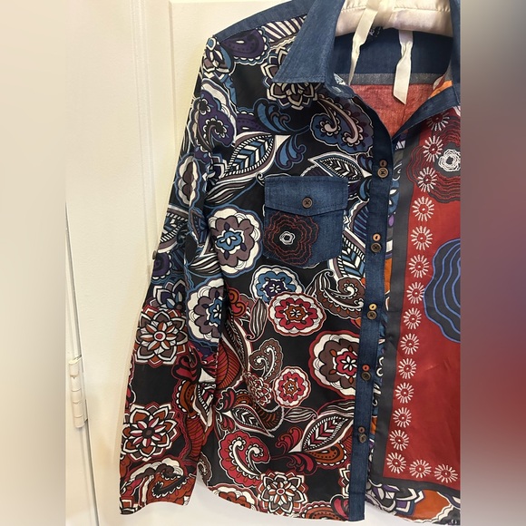 šDesigual Patchwork Boho Western Embroidered Button-Down Shirt - Size M 2016 - Picture 4 of 16